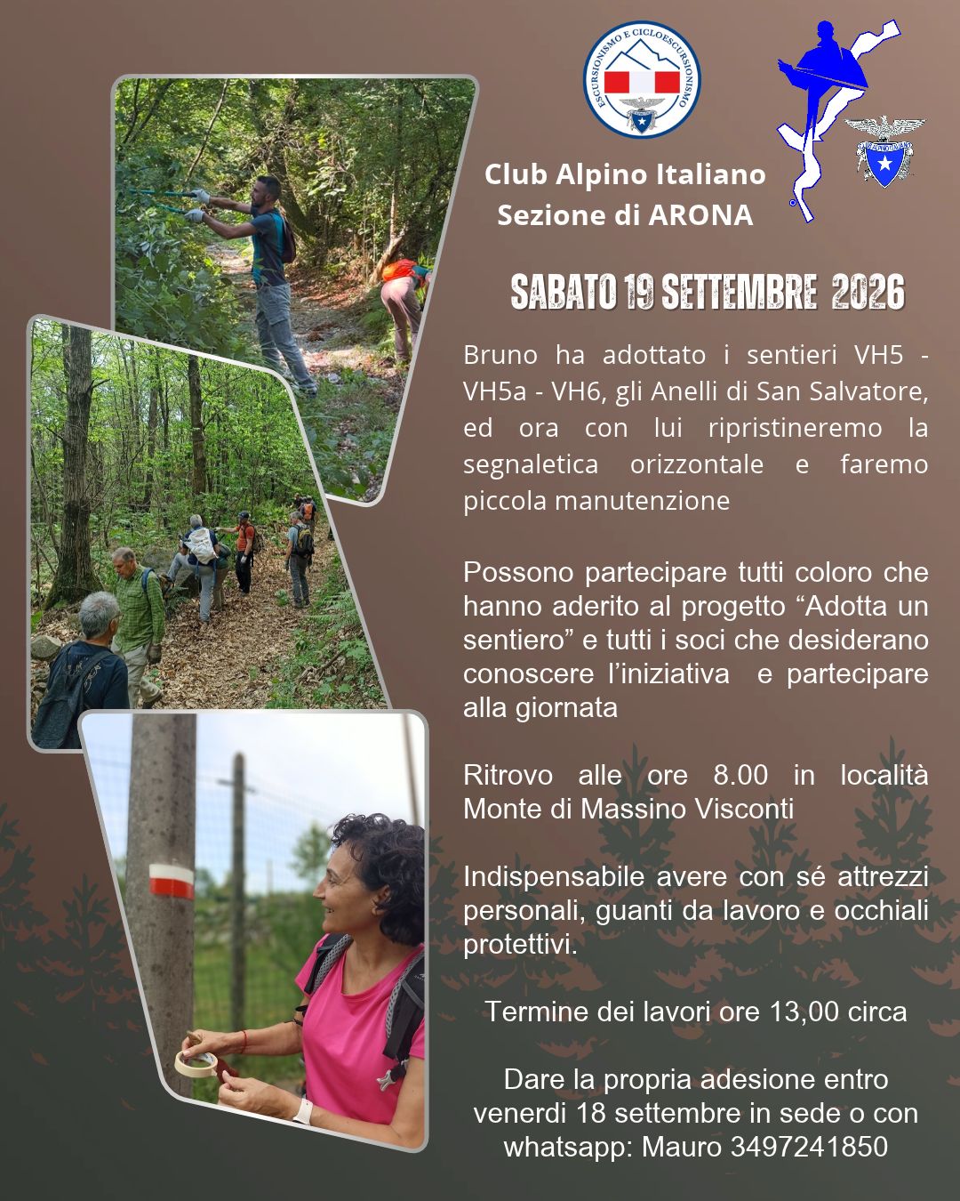 Manutenzione sentieri sabato 19 settembre 2026