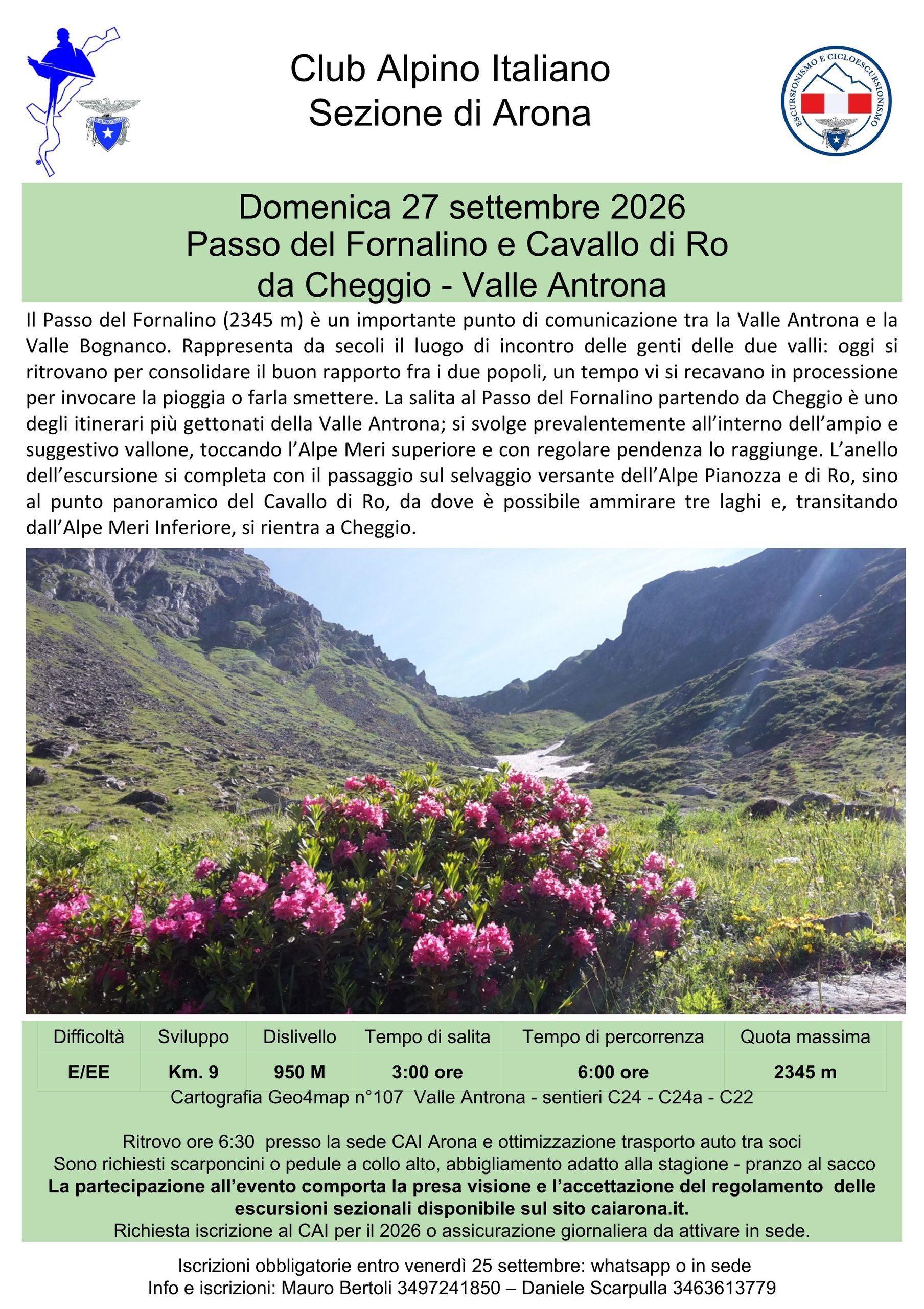 Passo del Fornalino e Cavallo di Ro – 27 settembre 2026